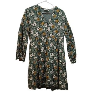 Indi & Cold Green Yellow Boho Cottagecore Floral Lined Mini Dress Size S **READ